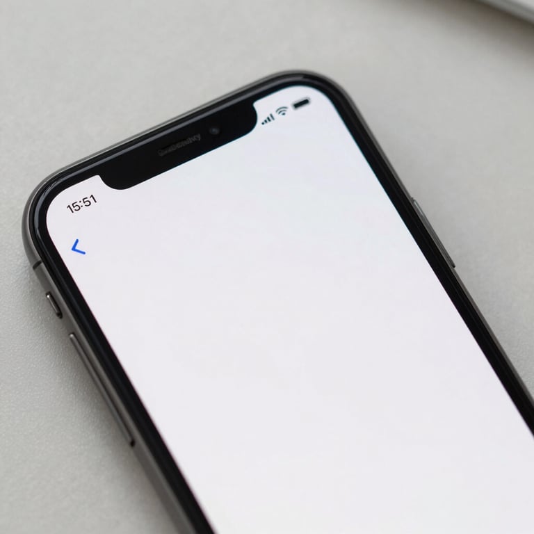 A macro shot of a sleek smartphone displaying a minimalist user interface in a bright, modern setting.