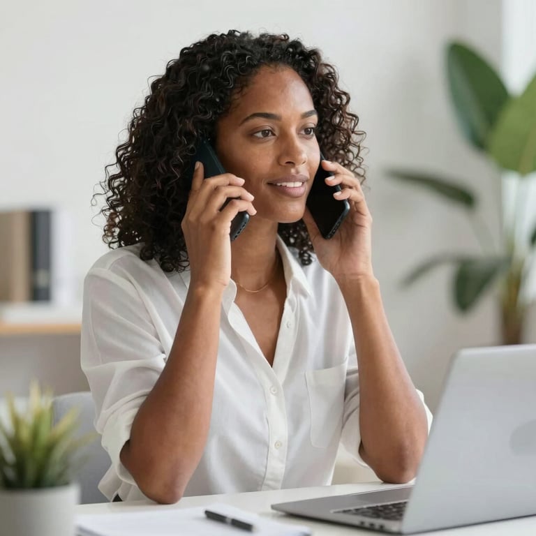 A cozy workspace showing a friendly video call with a client discussing ideas.