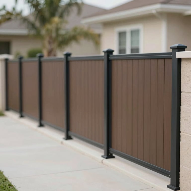 Custom privacy fencing with a modern design, built with robust materials and precise alignment.