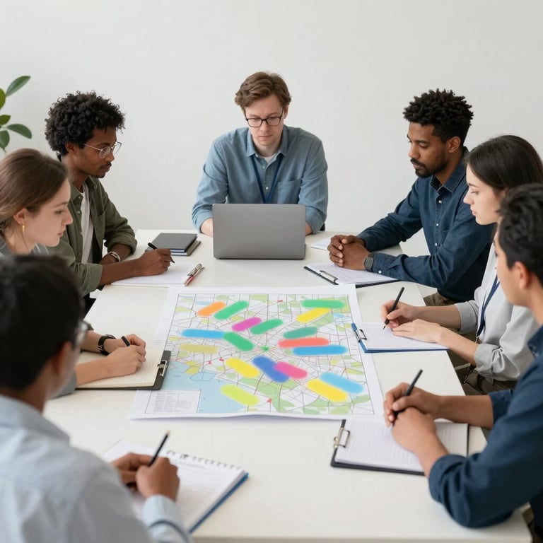 Une équipe diversifiée de professionnels réunie en réunion