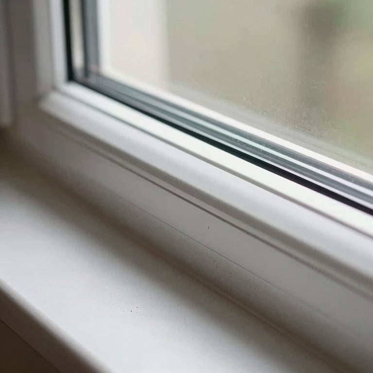 A perfectly clean window track, showing the removal of debris and dust for a smooth operation in a modern home.