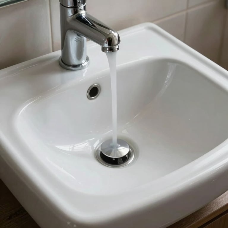 The same porcelain sink after reglazing, looking completely smooth and brand new.