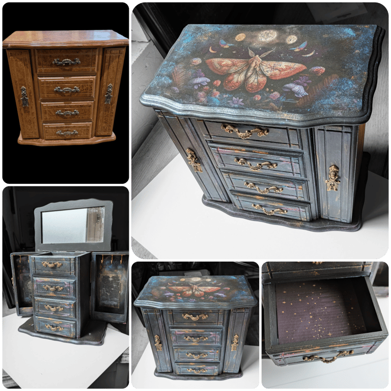 avant après de relooking d'une boite à bijoux