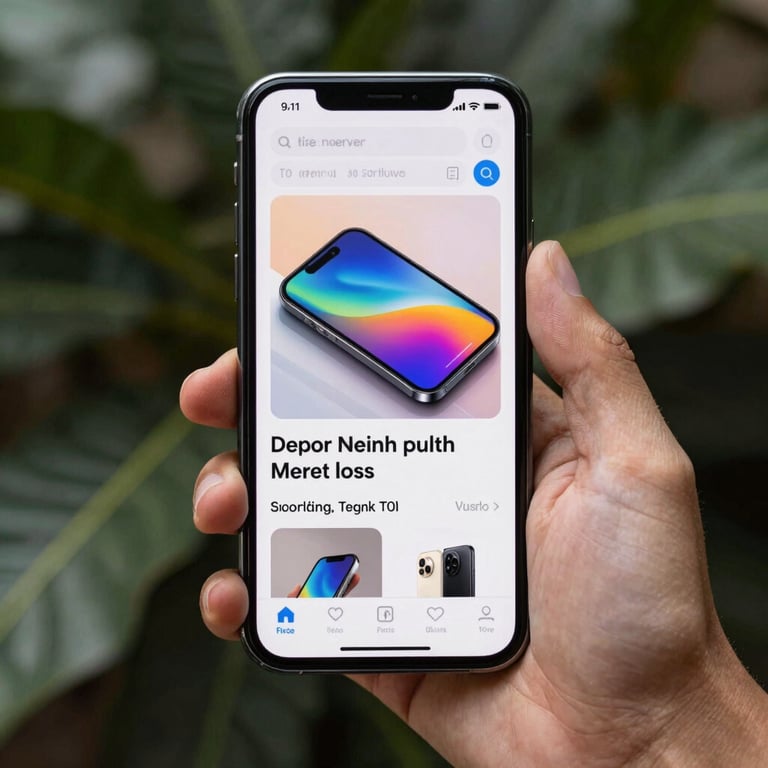 A smartphone held in a hand showing a vibrant and high-converting social media advertisement for a modern brand.