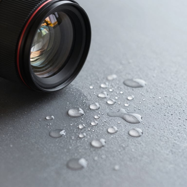 Detail of water beads on a clean slate gray surface after a professional pressure washing session.