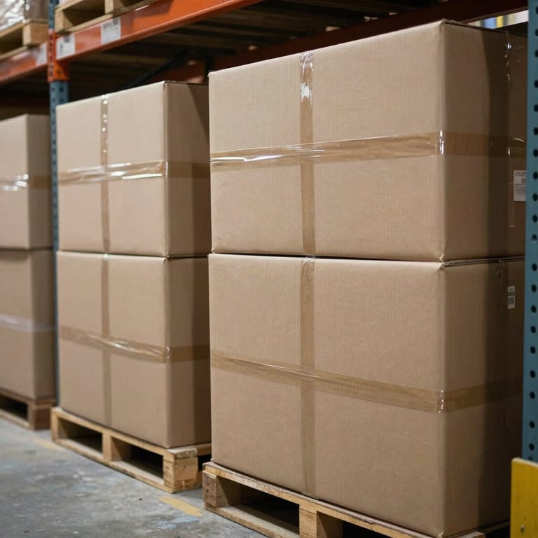 A organized warehouse in India showing boxed bulk orders ready for fast delivery.