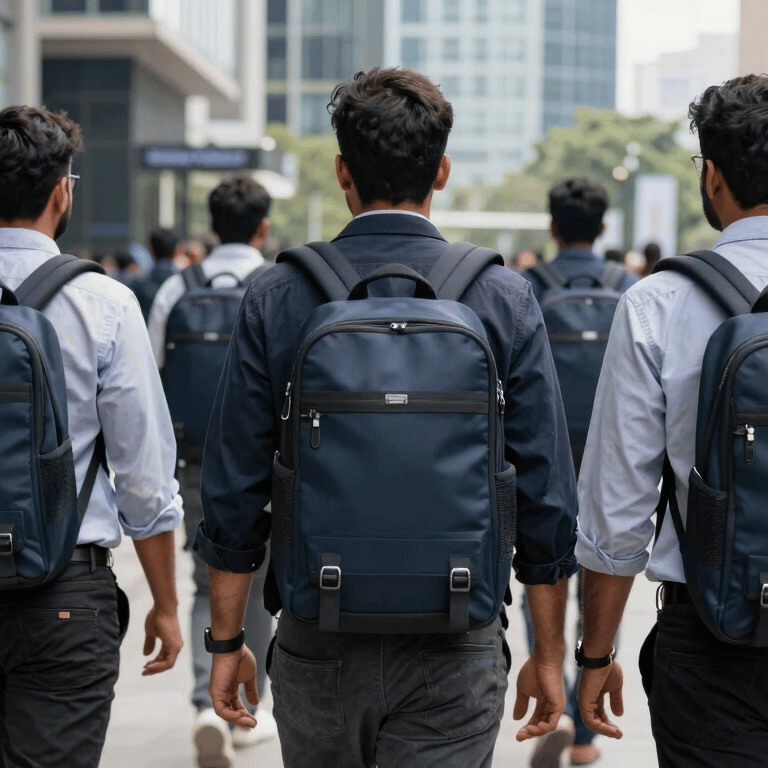 A stack of professionally printed non-woven bags in muted teal color on a white studio background.