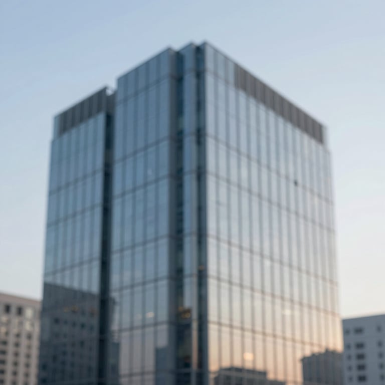 Exterior of a modern glass office building reflecting a clear sky, representing stability and growth.