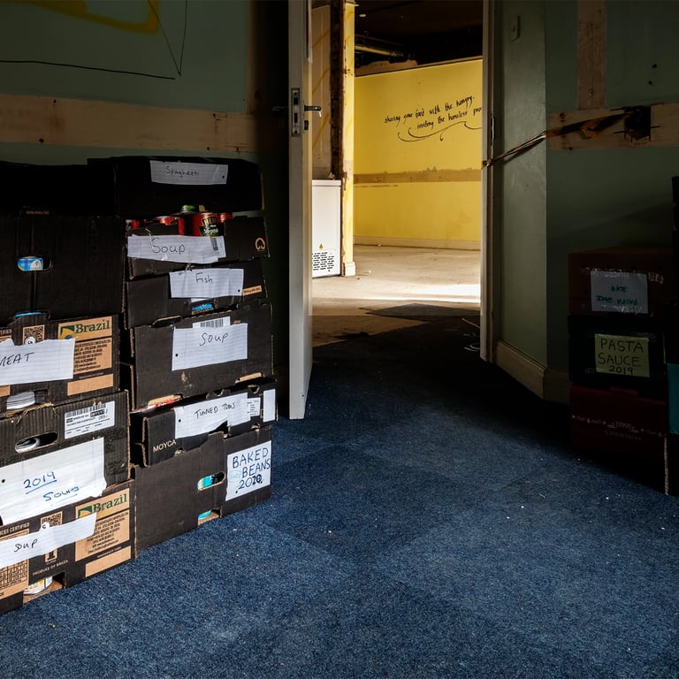 Boxes in food bank