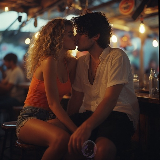 Sadie and Danny kissing, by Ophelio