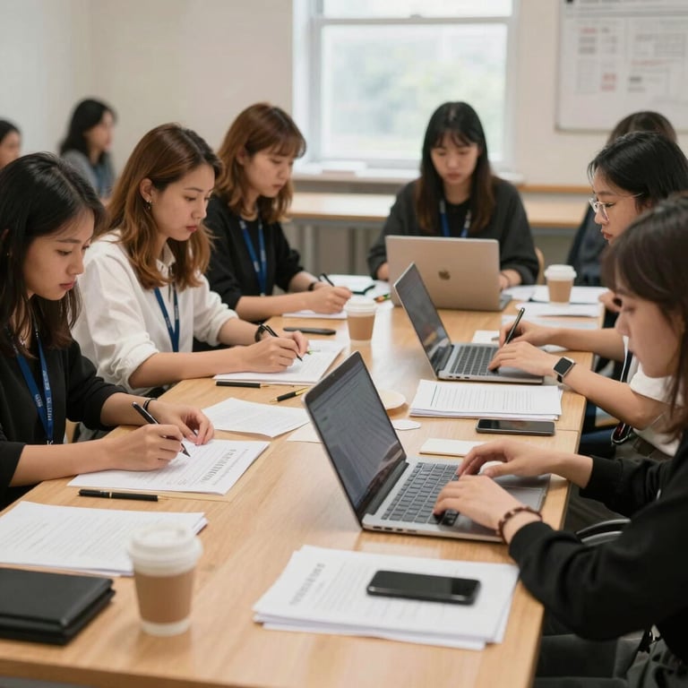 Behind-the-scenes photography of a business creation workshop for local women in a community hall.