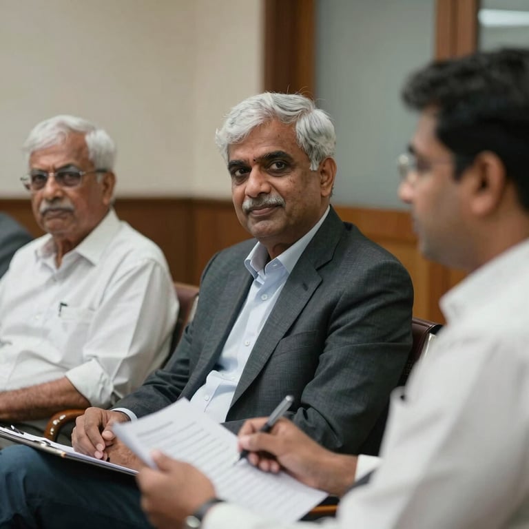 Candid shot of a financial planning session involving local South Asian / Indian community leaders.