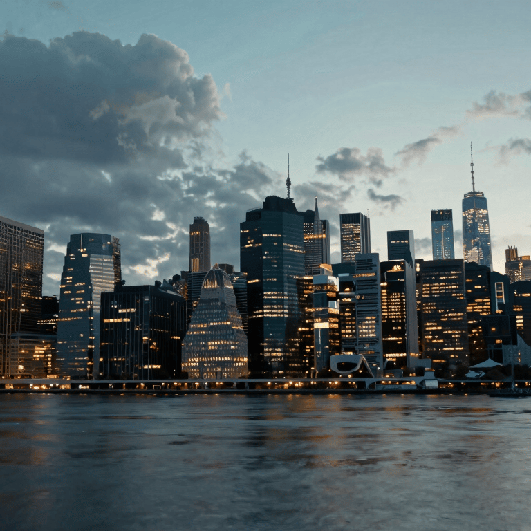 A professional handshake over a clean glass desk, dark slate suit sleeves visible against a bright, professional background.
