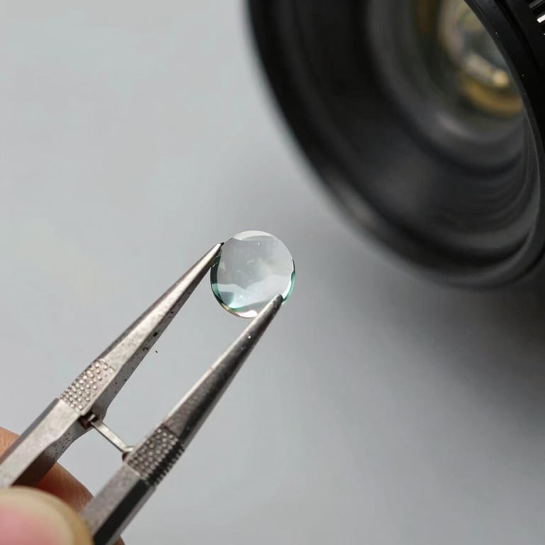 Macro shot of a glass chip before and after repair, showing the restored clarity and structural strength.