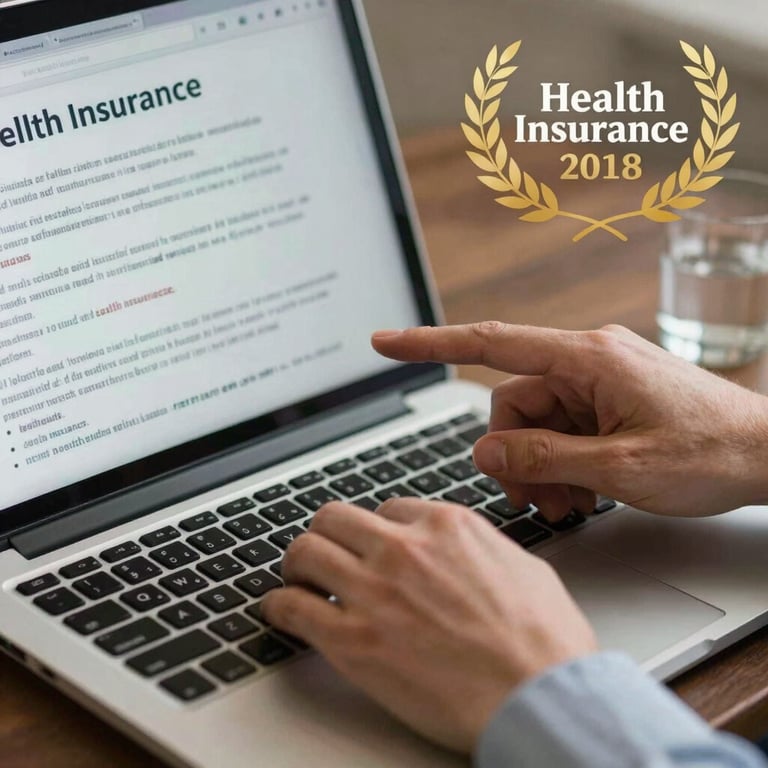 A close-up of a consultant's hands reviewing health insurance options on a laptop screen.