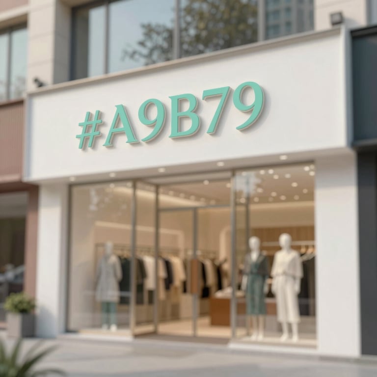 A modern retail storefront in a premium Faridabad plaza, featuring clean typography and elegant #A9B79B accents.