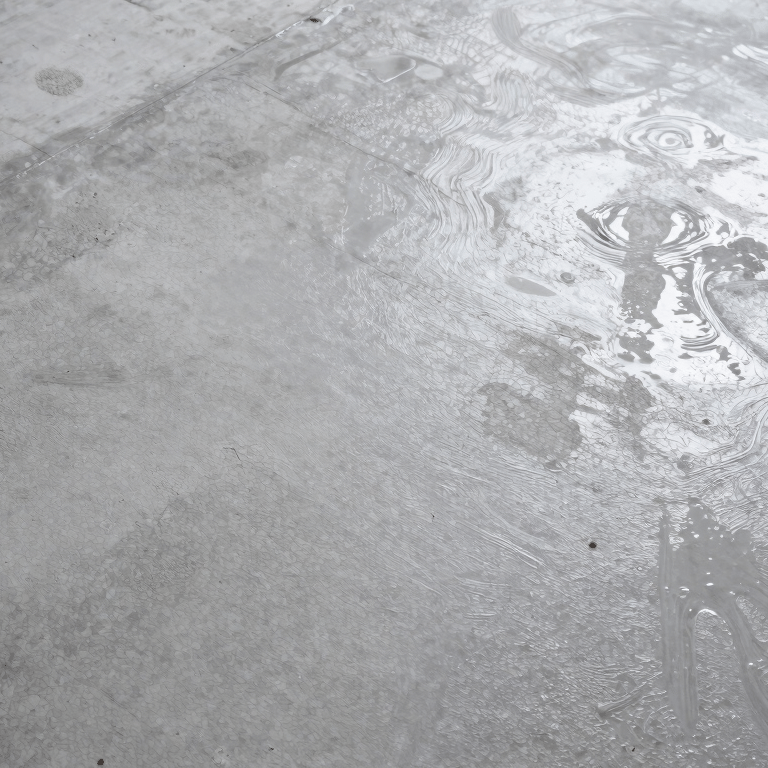Professional photography of a residential bathroom floor being treated with specialized waterproof sealant, clean slate blue and dark navy tones.