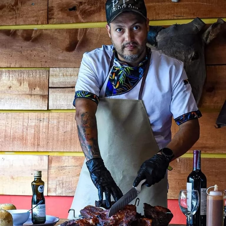 excelente Trabajo del chef en candelabro parrilla