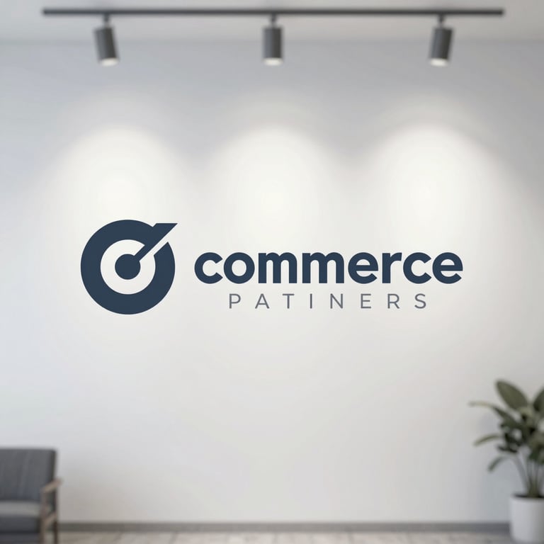 A minimalist logo wall featuring successful e-commerce brand partners, rendered in a sophisticated monochromatic #33415C style.