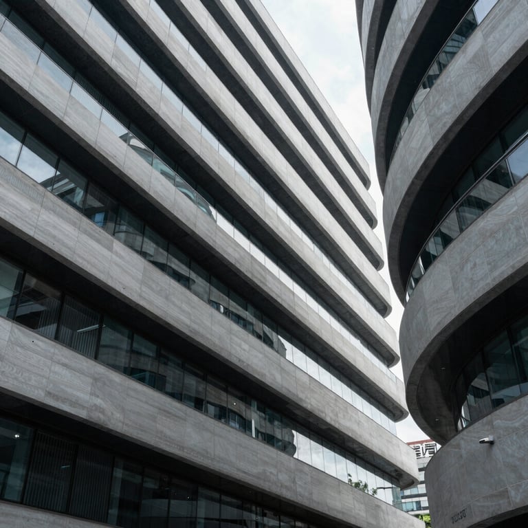 An abstract photography shot of modern architectural lines in an IT innovation hub.