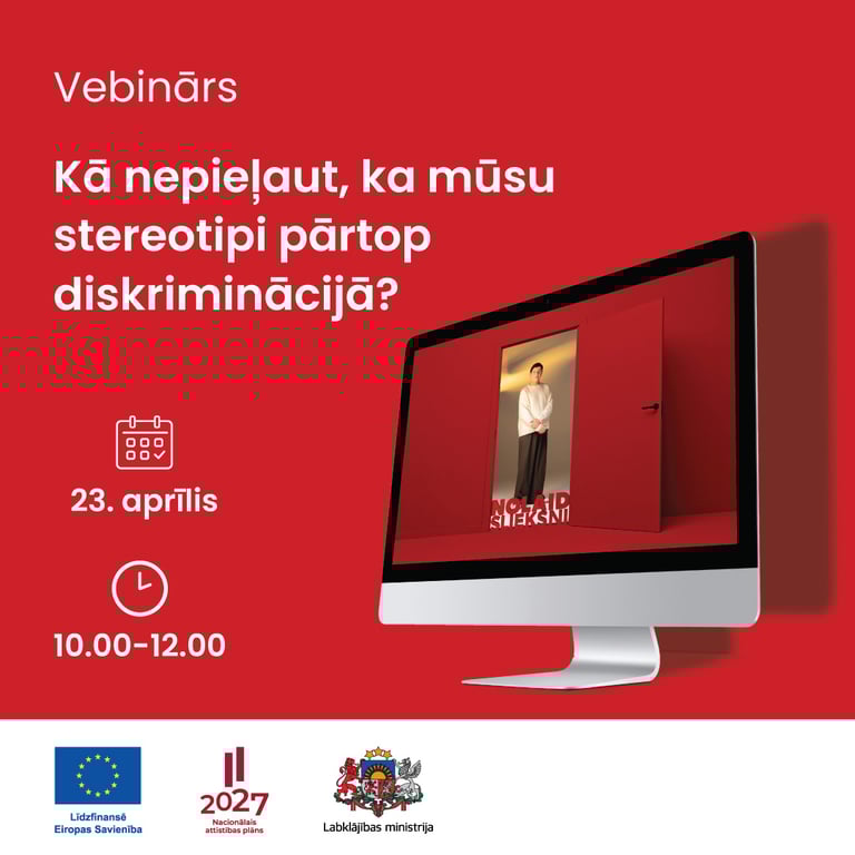 Vebināra "Kā nepieļaut, ka mūsu stereotipi pārtop diskriminācijā?"baneris