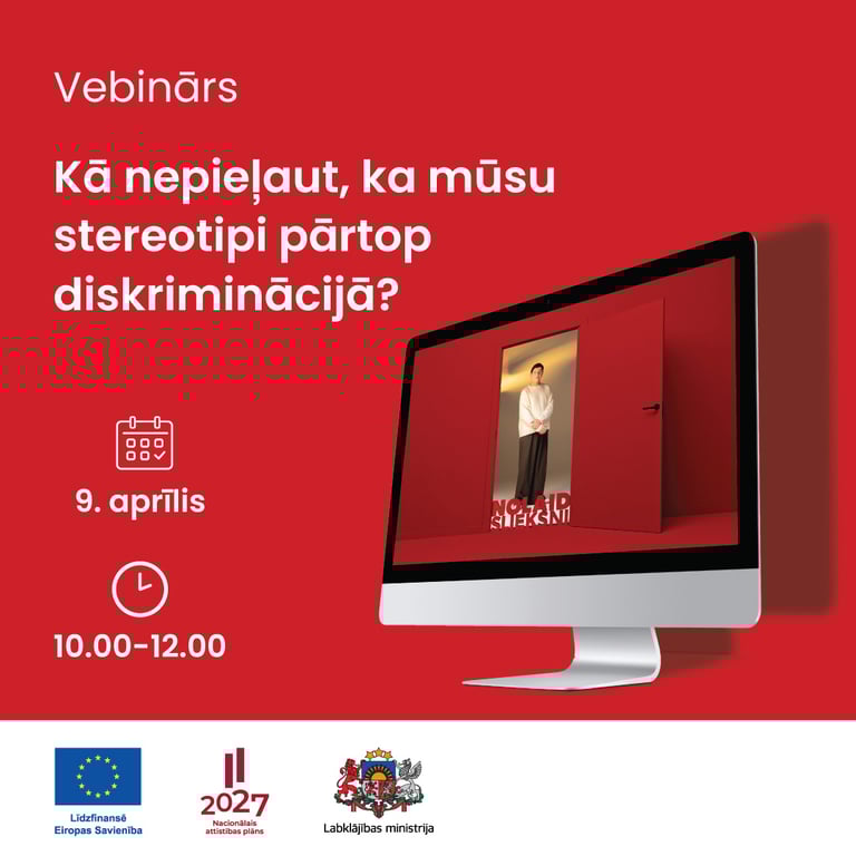Vebināra "Kā nepieļaut, ka mūsu stereotipi pārtop diskriminācijā?"baneris