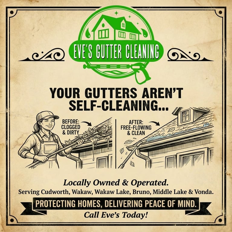 lady cleaning gutters
