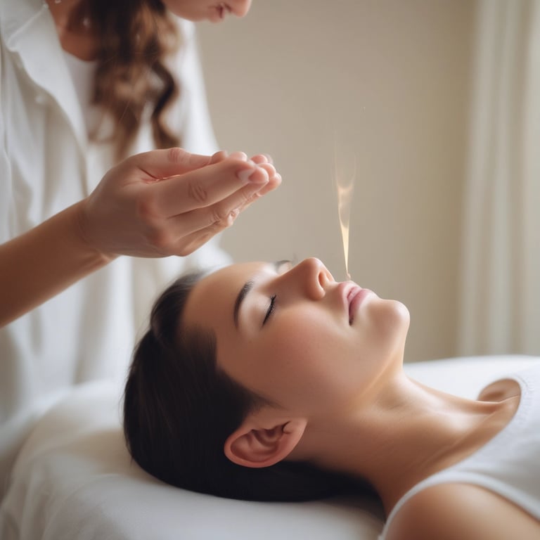 Person in energy healing session