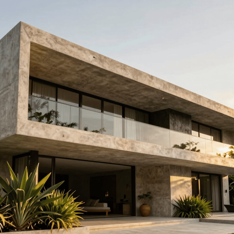 A close-up of high-quality floor finishing in a North American / Mexican / Yucatán luxury villa, showing polished surfaces and deep charcoal details.