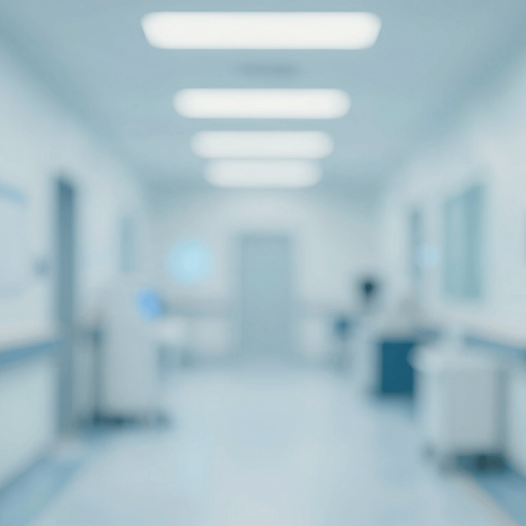 A smiling female doctor looking into a webcam, wearing a headset, in a clean medical office with #5BA8A1 accents. Friendly and empathetic expression.