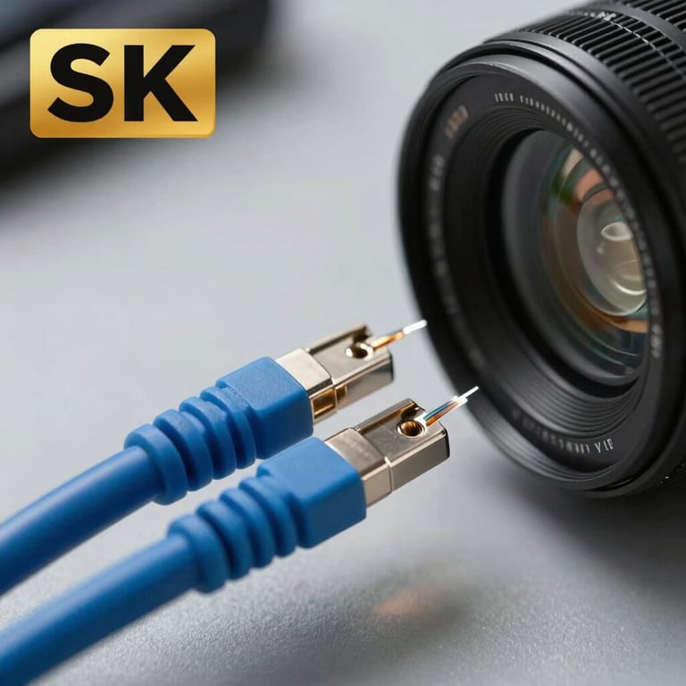 Macro shot of blue fiber optic cables symbolizing high-speed connectivity and efficiency.