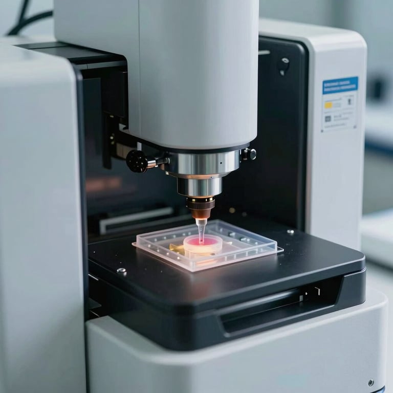 Detailed view of laboratory automation equipment processing biological samples with high precision.