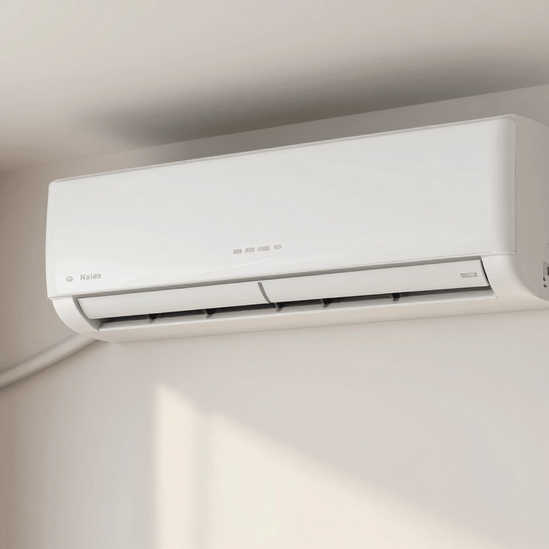 A technician performing AC gas filling with professional equipment on a modern balcony in Noida.