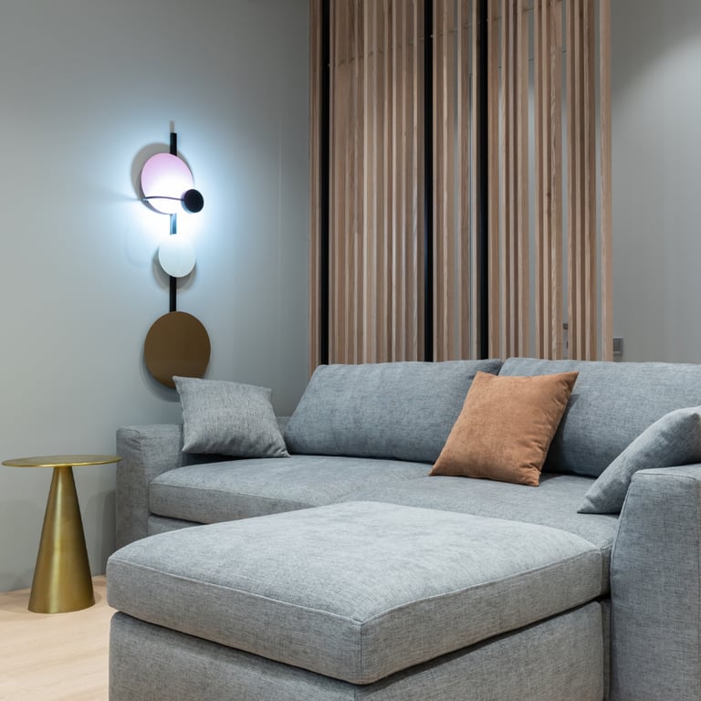 Modern living room with microcement