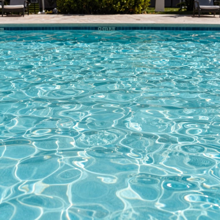 A wide shot of a serene pool area in Coconut Creek featuring clean surfaces and clear, inviting water.