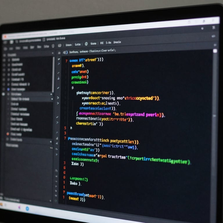 A screen displaying a modern programming environment with clear, colorful code.