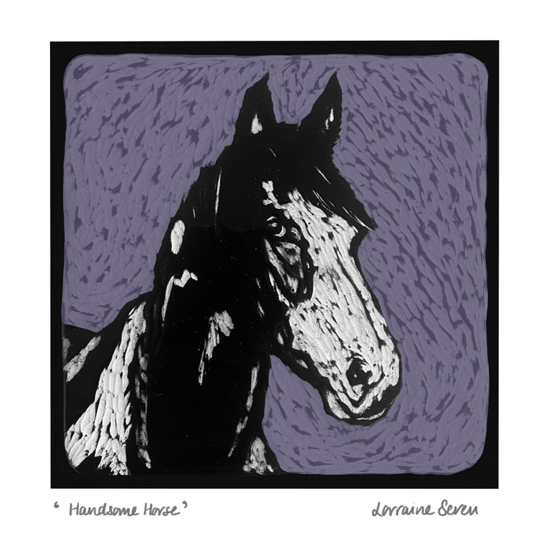 Open edition coloured giclee print of a clay tile featuring a horse