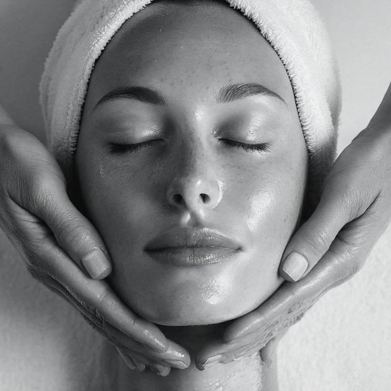 client relaxing during a deluxe facial therapy treatment