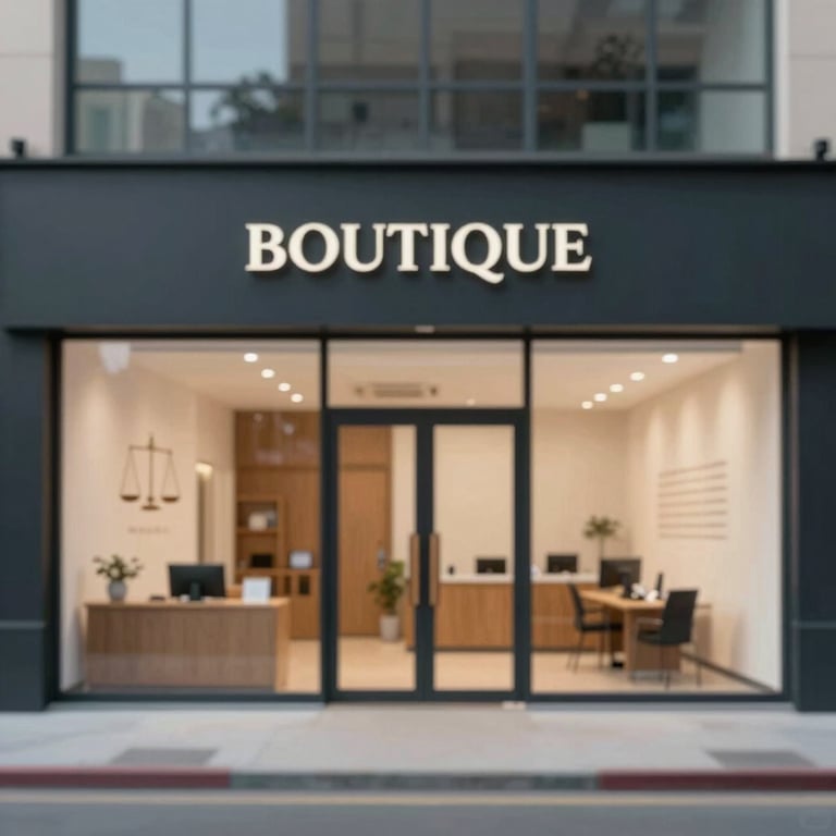 A sophisticated digital storefront for a boutique law firm, showcasing authority and trust through minimalist design.