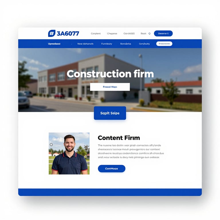 A modern, mobile-responsive homepage for a construction firm, emphasizing reliability and results with #3A607C accents.