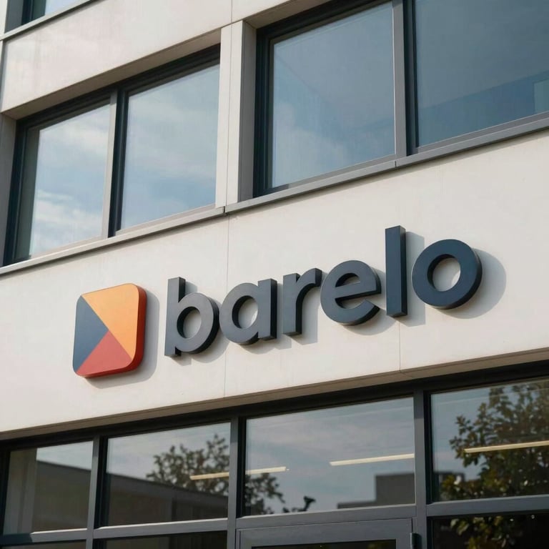 A clean, modern commercial building facade with a professional sign in a Western European / Dutch business park.