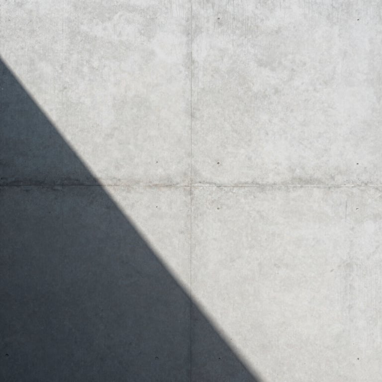 Clean architectural shadows on a light gray concrete wall, sophisticated minimalist composition.
