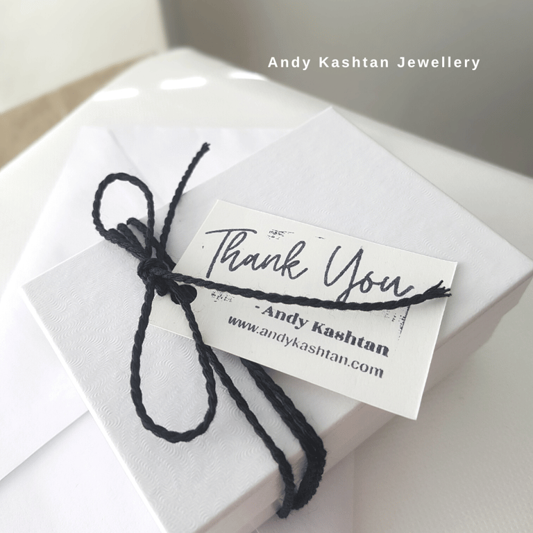 a thank card with a thank card attached to it
