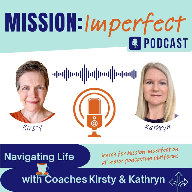 Image with Mission Imperfect wording and headshots of hosts Kirsty & Kathryn.