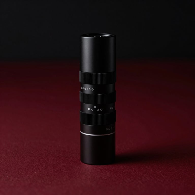 Minimalist photography of a luxury brand's physical product in a sleek black and deep dark red setting, global professional style.