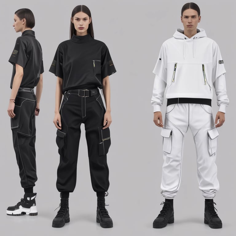 mujer y hombre con look techno rave