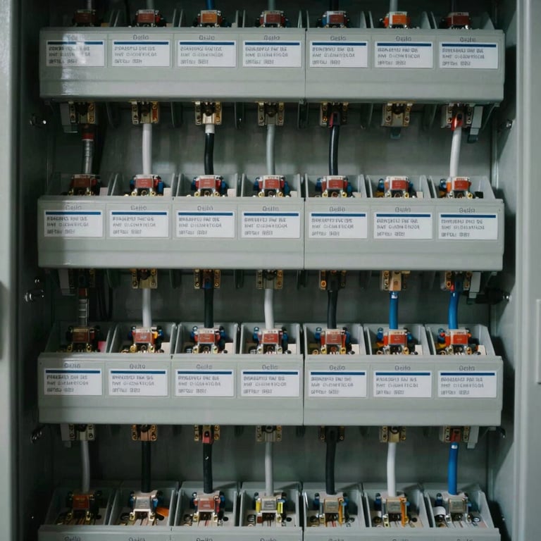 Detailed view of a perfectly organized residential electrical panel with clear labeling.