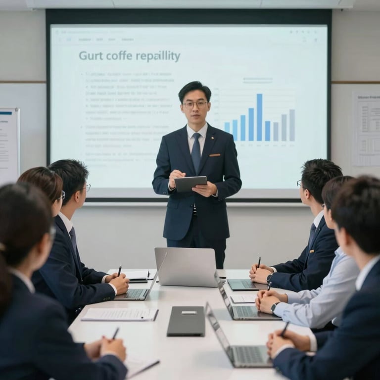 A team of professional staff in smart uniforms engaged in a collaborative briefing session, projecting reliability and readiness.