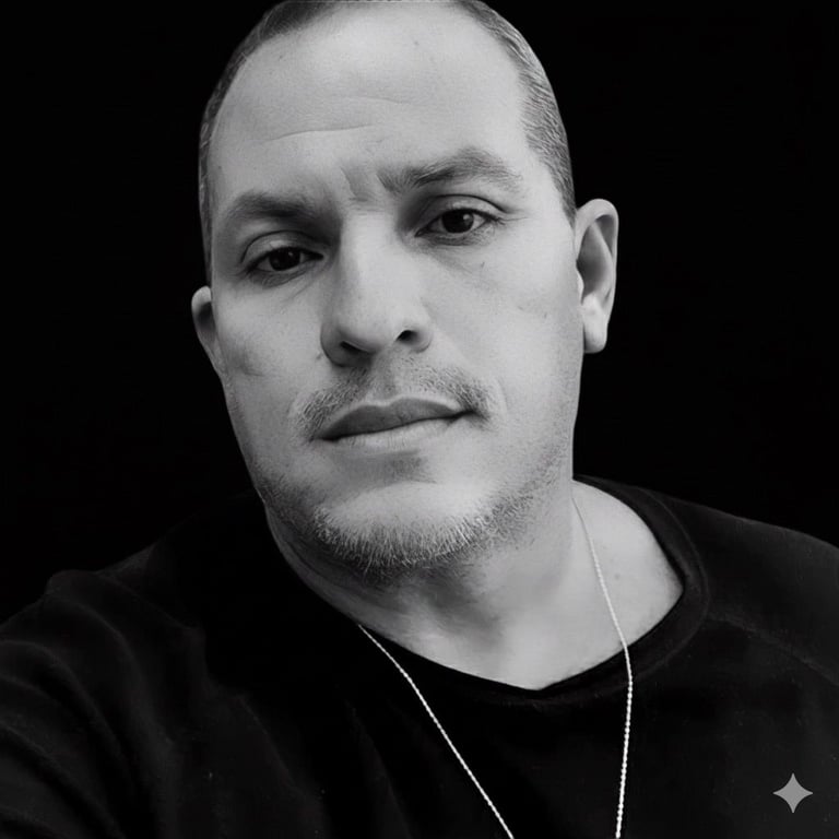 a man with a necklace and a necklace with a star on it