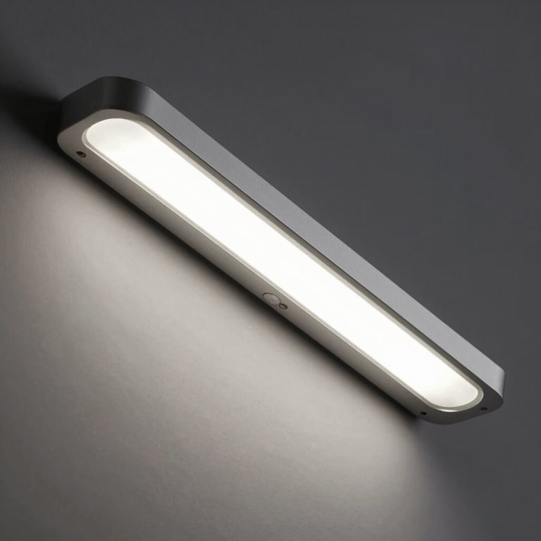 Detailed macro shot of a sleek LED light fixture embedded in a stair riser, showing high-quality craftsmanship.